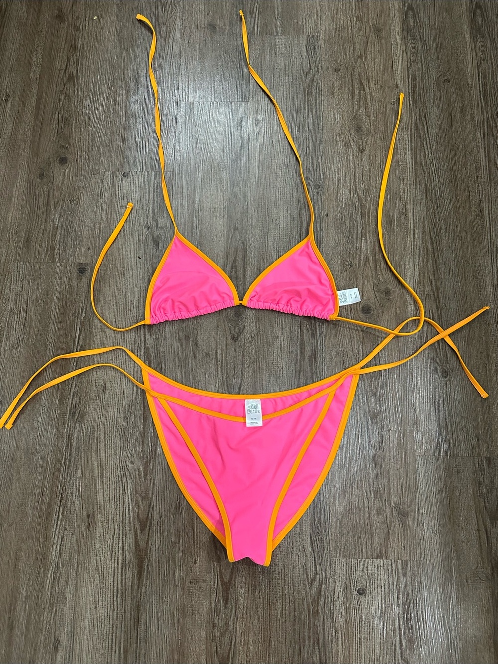 wild fable Neon Pink Bikini Bottom with Orange Trim